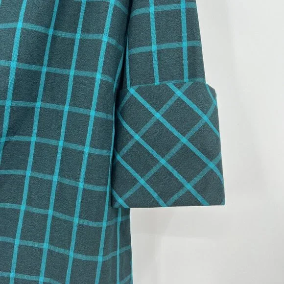 Tuckernuck Aegean Teal Chambers Swing Mini Dress Exaggerated Cuff Mod 60s sz S - Picture 6 of 9